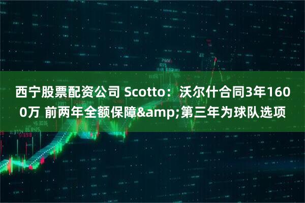 西宁股票配资公司 Scotto：沃尔什合同3年1600万 前两年全额保障&第三年为球队选项